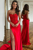 Load image into Gallery viewer, Sparkly Red Sheath Corset Long Formal Dress with Lace