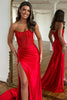 Load image into Gallery viewer, Sparkly Red Sheath Corset Long Formal Dress with Lace