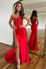 Load image into Gallery viewer, Sparkly Red Sheath Corset Long Formal Dress with Lace