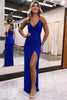 Load image into Gallery viewer, Sparkly Royal Blue Sequins Long Formal Dress with Slit