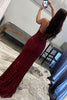 Load image into Gallery viewer, Sparkly Dark Red Sequins Long Formal Dress with Slit