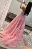 Load image into Gallery viewer, Pink Corset Off the Shoulder Long Formal Dress with Ruffles