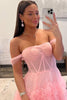 Load image into Gallery viewer, Pink Corset Off the Shoulder Long Formal Dress with Ruffles