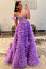 Load image into Gallery viewer, Sparkly Purple Beaded Long Formal Dress with Ruffles