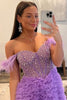 Load image into Gallery viewer, Sparkly Purple Beaded Long Formal Dress with Ruffles