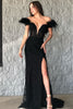 Load image into Gallery viewer, Black Mermaid Lace Long Formal Dress with Feathers