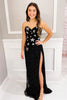 Load image into Gallery viewer, Sparkly Black Sheath Sequins Long Formal Dress with Slit