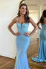 Load image into Gallery viewer, Sparkly Blue Corset Sequins Mermaid Long Formal Dress