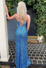 Load image into Gallery viewer, Sparkly Turquoise Mermaid Sequins Long Formal Dress with Fringes