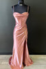 Load image into Gallery viewer, Hot Pink Spaghetti Straps Satin Mermaid Formal Dress with Slit