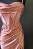 Load image into Gallery viewer, Hot Pink Spaghetti Straps Satin Mermaid Formal Dress with Slit