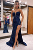 Load image into Gallery viewer, Red Spaghetti Straps Appliques Formal Dress with Slit