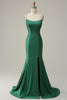 Load image into Gallery viewer, Mermaid Spaghettti Straps Dark Green Sequins Long Formal Dress with Split Front