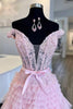 Load image into Gallery viewer, Princess A Line Off the Shoulder Light Pink Long Formal Dress with Ruffles