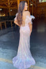 Load image into Gallery viewer, Lavender Appliques Mermaid Formal Dress with Feathers