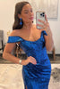 Load image into Gallery viewer, Royal Blue Off Shoulder Mermaid Formal Dress with Slit