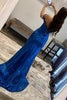 Load image into Gallery viewer, Grey Blue Off Shoulder Mermaid Formal Dress with Slit