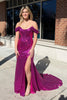 Load image into Gallery viewer, Plus Size Golden Off Shoulder Mermaid Formal Dress with Slit