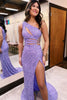 Load image into Gallery viewer, Sparkly Purple Sequins Cut-Out Long Formal Dress
