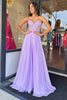 Load image into Gallery viewer, Lilac Corset A-Line Sweetheart Long Chiffon Formal Dress with Slit