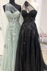 Load image into Gallery viewer, A Line One Shoulder Black Long Formal Dress with Appliques