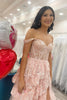 Load image into Gallery viewer, Pink Off The Shoulder Tiered Formal Dress