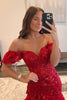 Load image into Gallery viewer, Dark Red Off The Shoulder Tiered Formal Dress