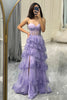 Load image into Gallery viewer, Glitter Purple Sweetheart Long Corset Tiered Formal Dress With Slit