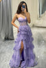 Load image into Gallery viewer, Glitter Purple Sweetheart Long Corset Tiered Formal Dress With Slit