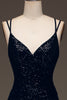 Load image into Gallery viewer, Black Sparkly Sequin Mermaid Long Fromal Dress With Slit