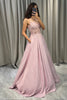 Load image into Gallery viewer, Sparkly Blush A Line Appliqued Long Corset Formal Dress