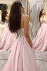 Load image into Gallery viewer, Sparkly Blush A Line Appliqued Long Corset Formal Dress