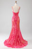 Load image into Gallery viewer, Sparkly Mermaid Fuchsia Long Formal Dress with Sequins