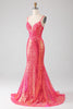 Load image into Gallery viewer, Sparkly Mermaid Fuchsia Long Formal Dress with Sequins