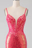 Load image into Gallery viewer, Sparkly Mermaid Fuchsia Long Formal Dress with Sequins