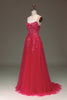 Load image into Gallery viewer, Spaghetti Straps A Line Fuchsia Formal Dress with Appliques