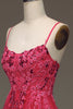 Load image into Gallery viewer, Spaghetti Straps A Line Fuchsia Formal Dress with Appliques