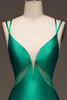 Load image into Gallery viewer, Green Deep V-neck Satin Mermaid Formal Dress with Lace-up Back