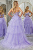 Load image into Gallery viewer, Lilac A Line Appliqued Tiered Long Corset Formal Dress With Slit