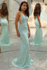 Load image into Gallery viewer, Glitter Light Green Mermaid Long Formal Dress With Appliques