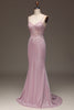 Load image into Gallery viewer, Glitter Blush Mermaid Spaghetti Straps Long Formal Dress with Beading