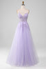 Load image into Gallery viewer, Sparkly Light Purple A-Line Spaghetti Straps Long Formal Dress With Beading