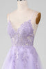 Load image into Gallery viewer, Sparkly Light Purple A-Line Spaghetti Straps Long Formal Dress With Beading