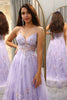 Load image into Gallery viewer, Elegant Purple A Line Tulle Long Appliqued Formal Dress