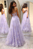 Load image into Gallery viewer, Elegant Purple A Line Tulle Long Appliqued Formal Dress