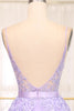 Load image into Gallery viewer, Lilac A-Line Spaghetti Straps Long Beaded and Tulle Formal Dress with Appliques