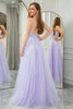 Load image into Gallery viewer, Lilac A Line Tulle Backless Long Formal Dress With Sequined Appliques