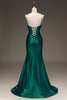 Load image into Gallery viewer, Satin Mermaid Lace-Up Back Dark Green Formal Dress