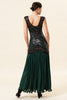 Load image into Gallery viewer, Black&amp;Gold 1920s Sequined Flapper Dress