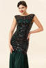 Load image into Gallery viewer, Black&amp;Gold 1920s Sequined Flapper Dress